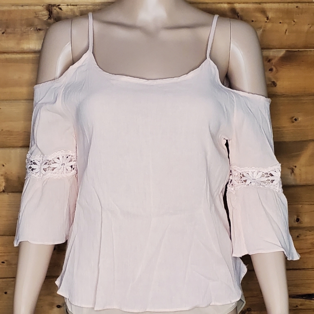 ❤️ New boutique top strap off shoulder lace half sleeve summer tunic size XS